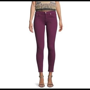 7 For All Mankind cropped burgundy skinny jeans 27